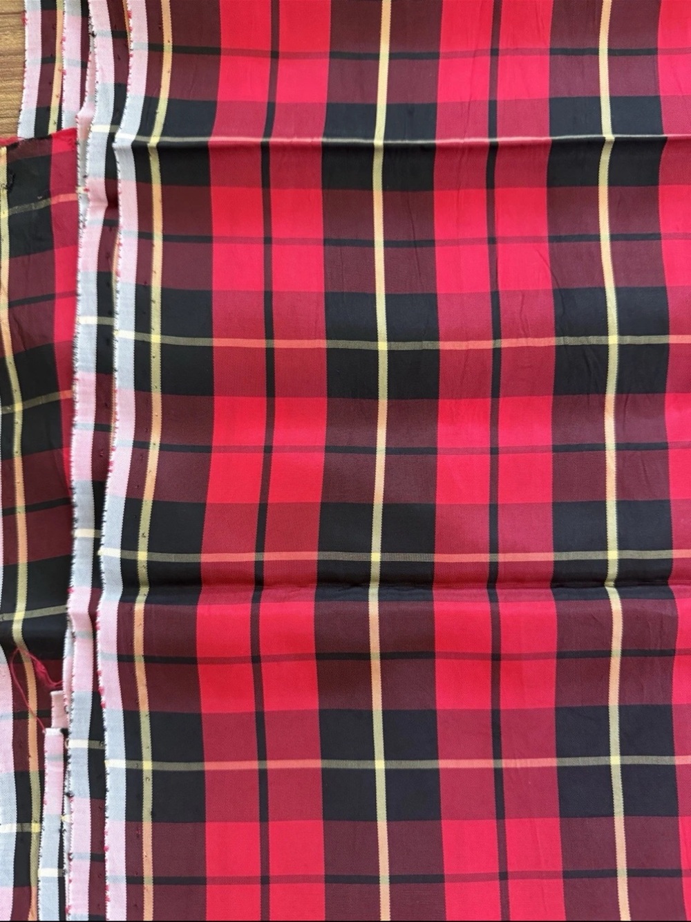Vintage Red Black Tartan Plaid Blend Fabric Apparel 3 yards x 46" Wide Drape